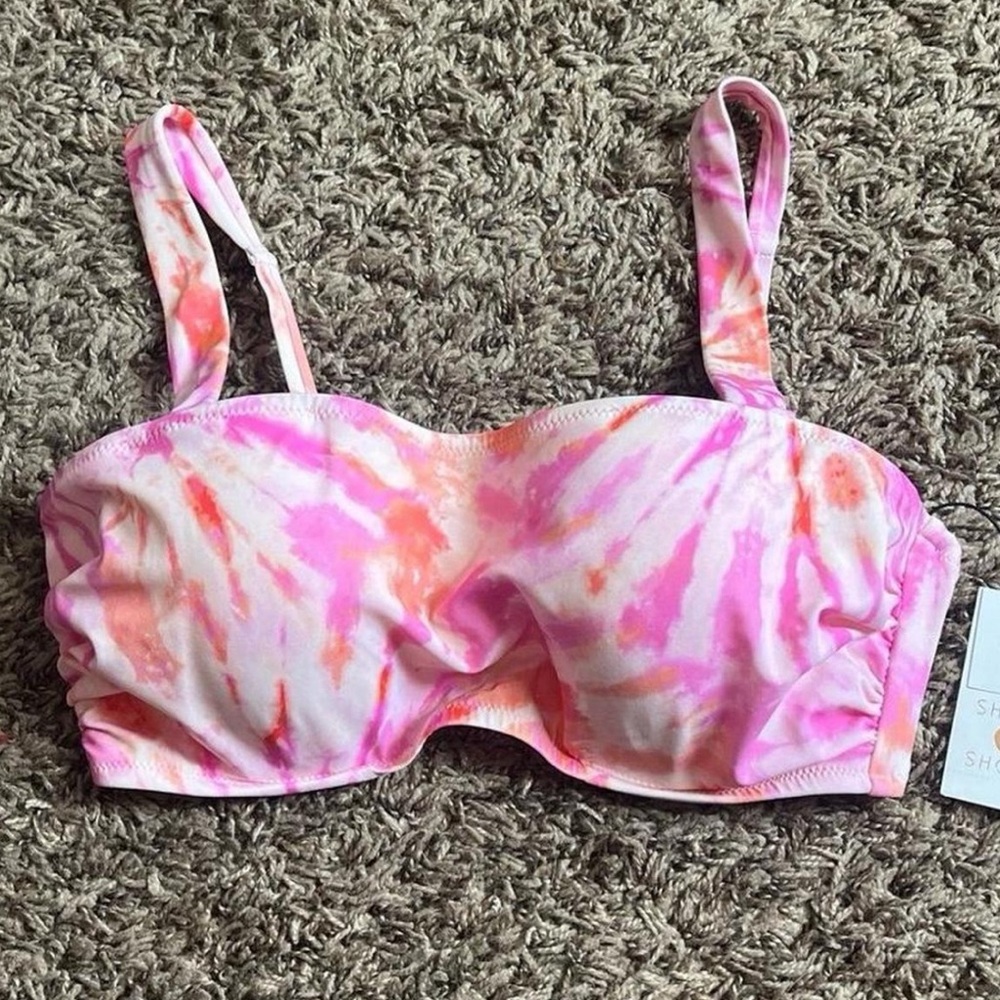 Shade & Shore Pink and Orange Tie-Dye Bandeau